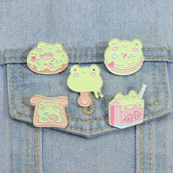 $5 | Cartoon frog juice box enamel pin - Picture 3 of 3